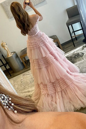 dressimePrincess A Line Off the Shoulder Long Prom Dresses with Ruffles 