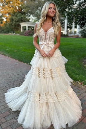 dressimePrincess A Line Off the Shoulder Long Prom Dresses with Ruffles 