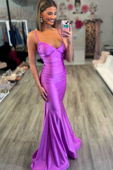 dressimeDressime Sexy Mermaid Spaghetti Straps V-Neck Lace-Up Long Prom Dress 