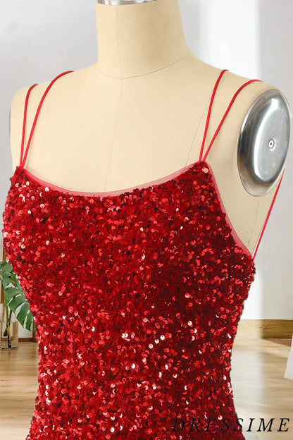 Dressime Sexy Spaghetti Straps Sequin Bodycn Short/Mini Homecoming Cocktail Dresses dressime