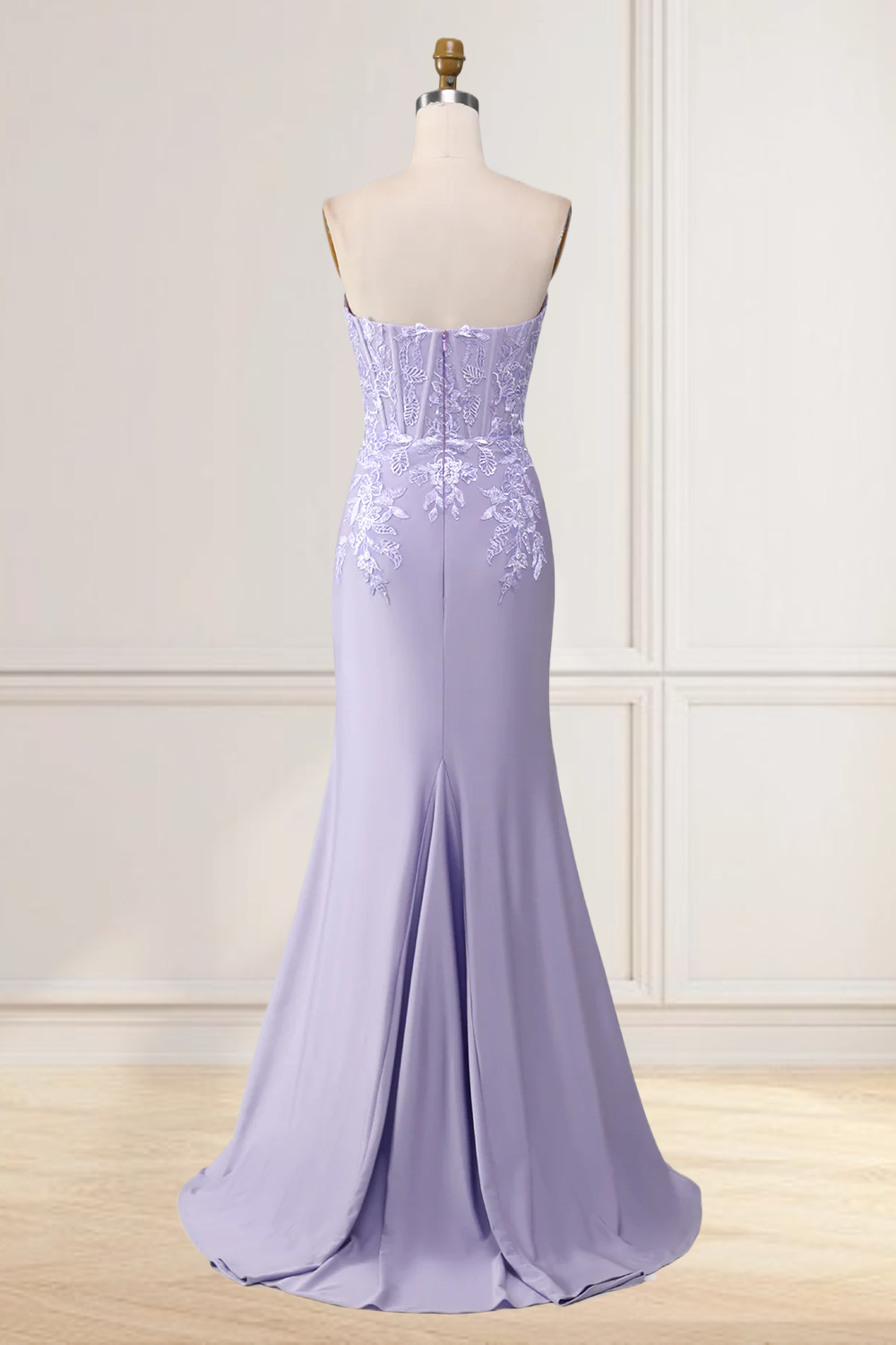 Dressime Sheath Strapless Prom Dresses With Appliques dressime