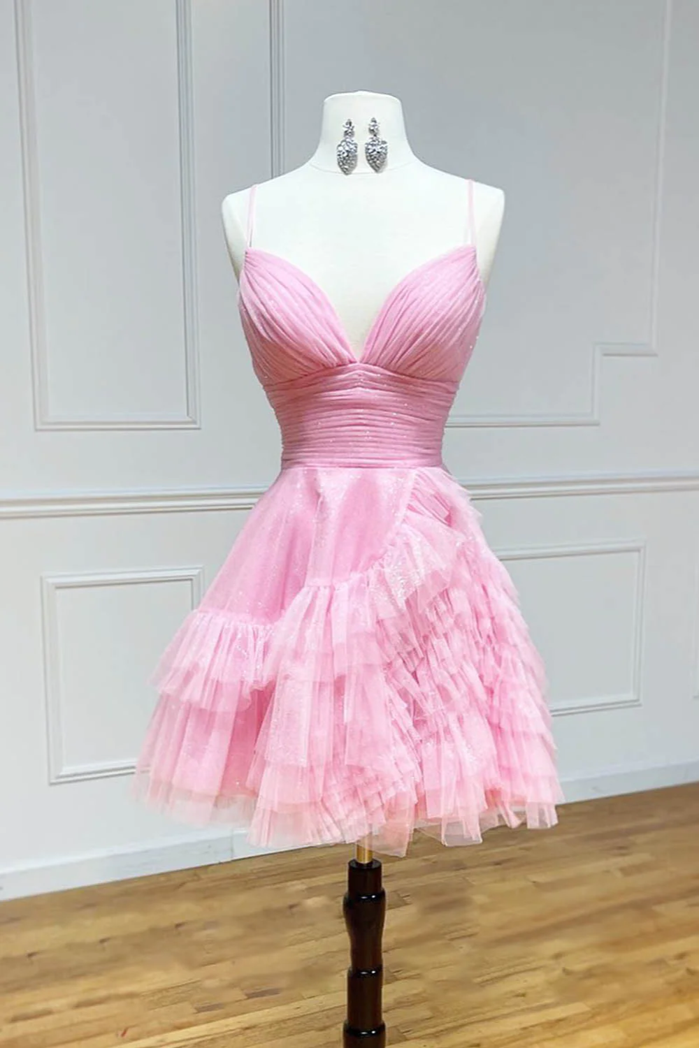 dressimeSimple A-Line Homecoming Dress V Neck Tulle 