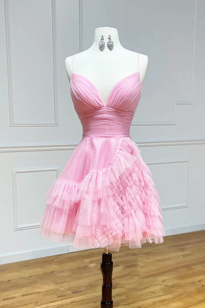 dressimeSimple A-Line Homecoming Dress V Neck Tulle 