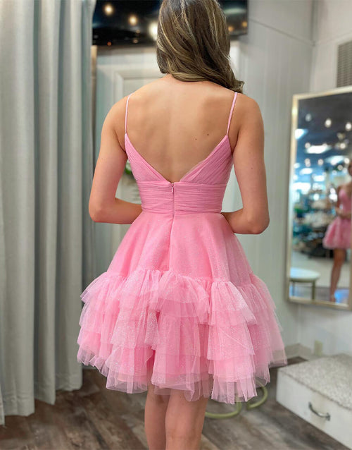 dressimeSimple A-Line Homecoming Dress V Neck Tulle 