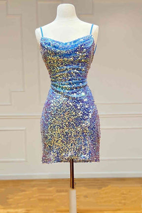 Dressime Spaghetti Straps Bodycon Sequins Homecoming Cocktail Dresses dressime