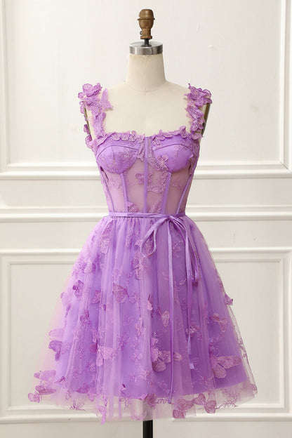 dressimeSpaghetti Straps Butterfly A Line Tulle Butterfly Short/Mini Homecoming Dresses 