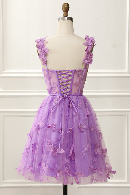 dressimeSpaghetti Straps Butterfly A Line Tulle Butterfly Short/Mini Homecoming Dresses 