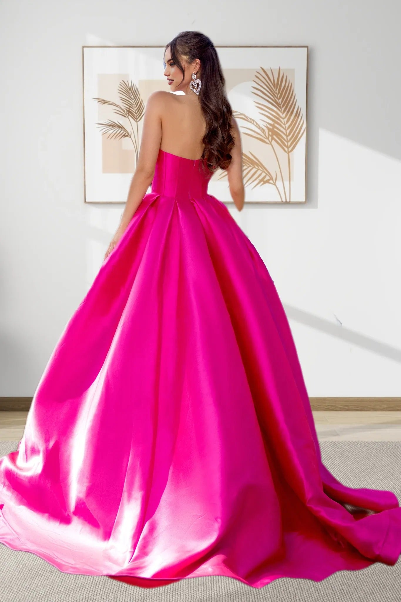 Dressime Sparkly A Line Sweetheart Satin Prom Dress With Beading dressime