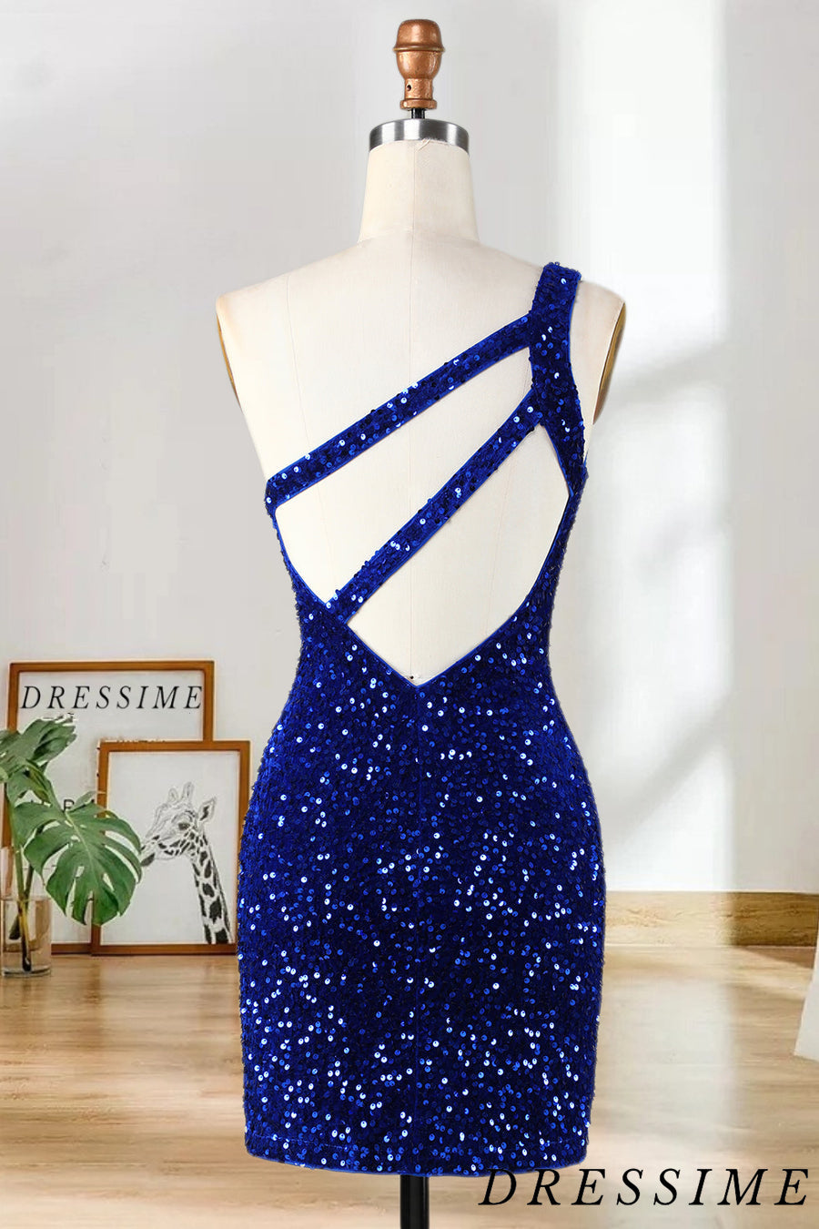 Dressime Stunning Hot Sale Sheath One Shoulder Sequins Mini Dress Homecoming Dresses dressime