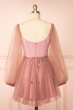 dressimeSweetheart Homecoming Dresses A Line Tulle With Long Sleeves 