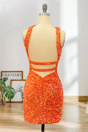 Dressime Top Sale Short/Mini Sequins Halter Backless Sheath Short Homecoming Dress dressime