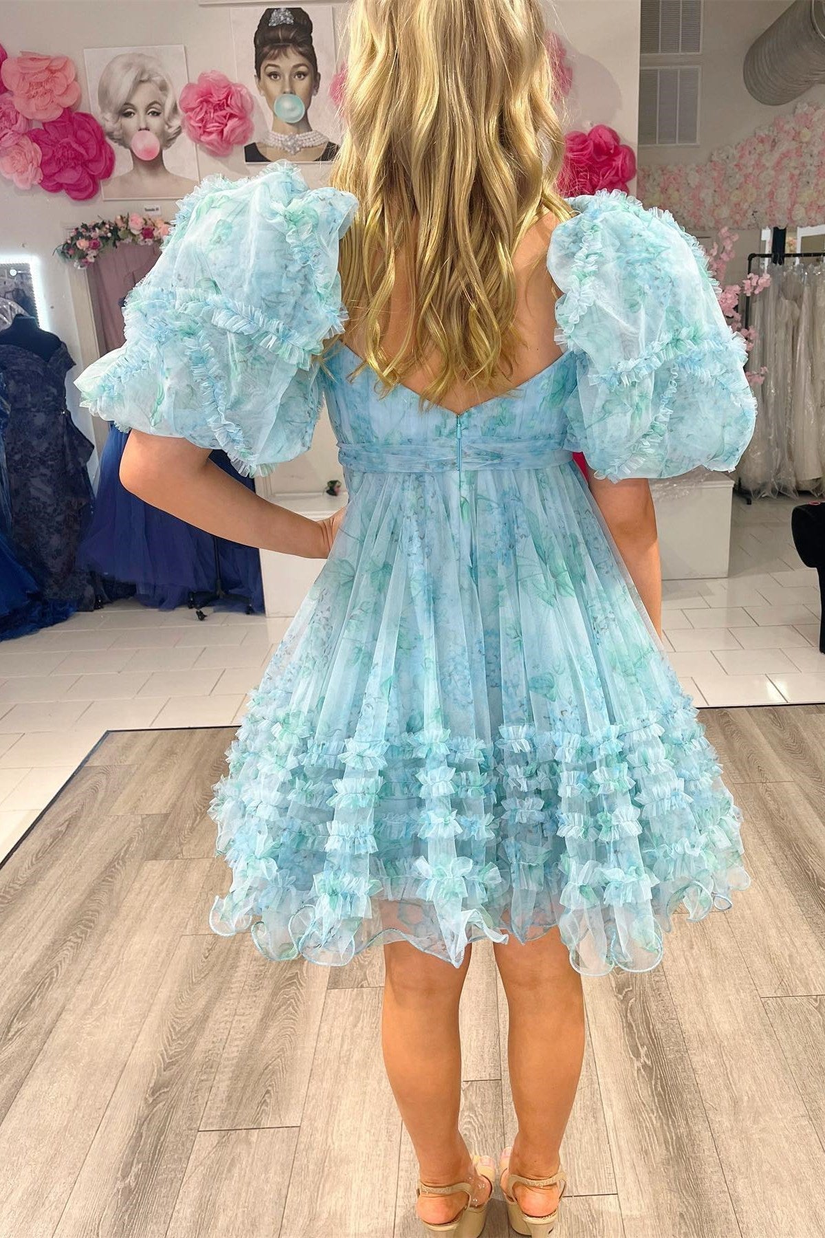 dressimeUnique Short Layered Tulle Sweetheart Neck Short Cocktail Dress, Homecoming Dresses 