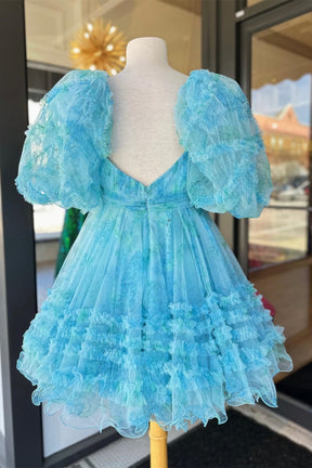 dressimeUnique Short Layered Tulle Sweetheart Neck Short Cocktail Dress, Homecoming Dresses 