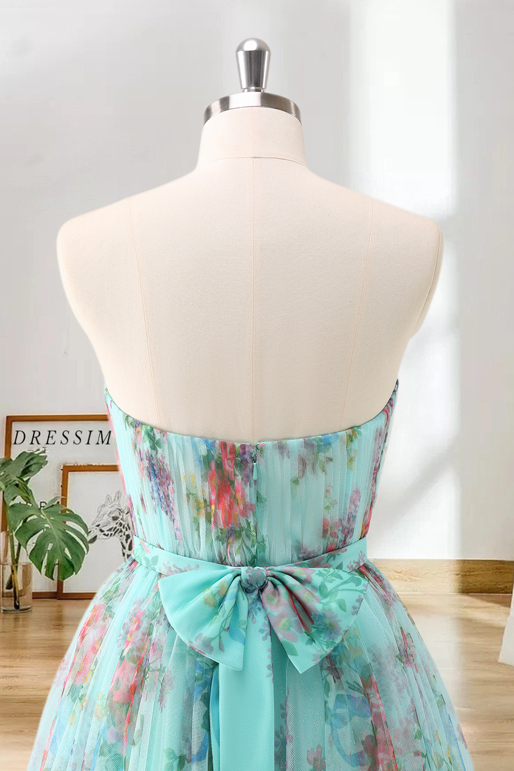 Dressime A Line Sweetheart Chiffon Floral Print Short/Mini Homecoming Dress