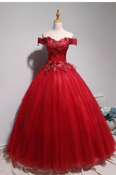 Dressime Ball Gown Off The Shoulder Tulle  Princess Dress With Appliques