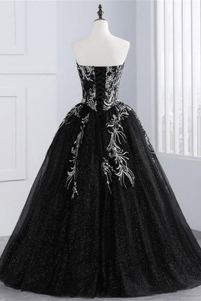 Dressime Ball Gown Sweetheart Tulle Long Princess Dress With Sequin Appliques