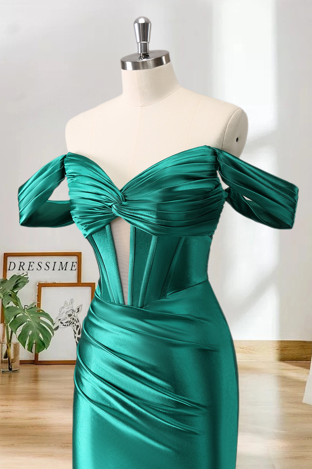 Dressime Bodycon Off the Shoulder Corset Satin Homecoming Dress