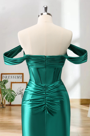 Dressime Bodycon Off the Shoulder Corset Satin Homecoming Dress