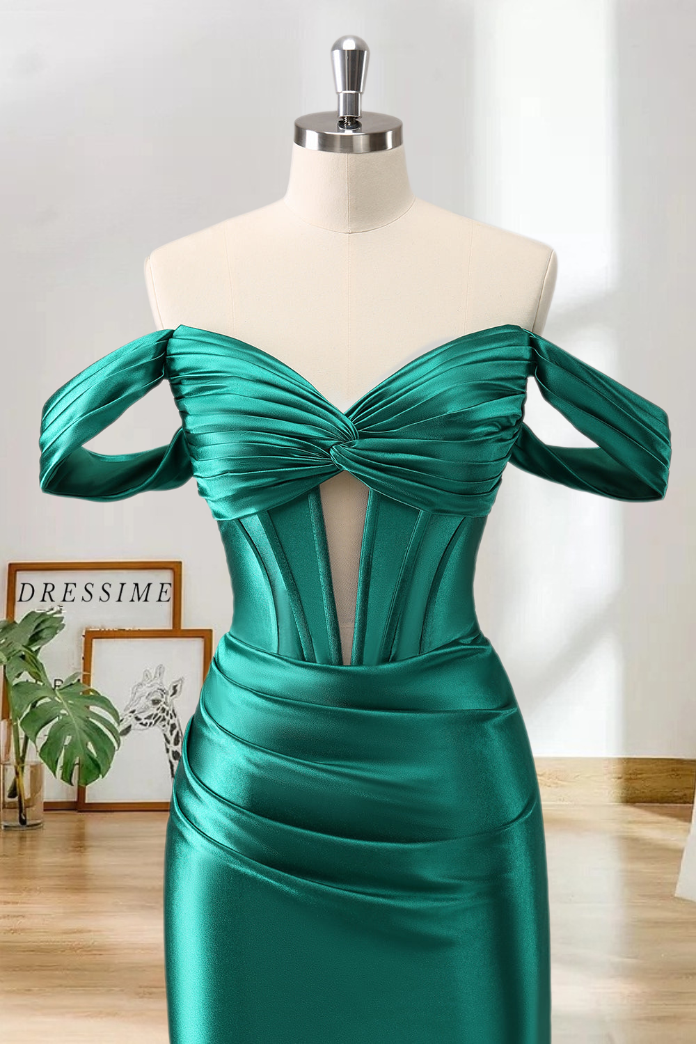 Dressime Bodycon Off the Shoulder Corset Satin Homecoming Dress