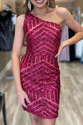 Dressime Bodycon One Shoulder Sequin Short/Mini Homecoming Dress