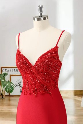 Dressime Bodycon Spaghetti Straps Satin Short/Mini Homecoming Dress with Sequins