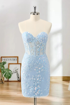 Dressime Bodycon Sweetheart Corset Tight Short/Mini Homecoming Dress with Sequin Appliques