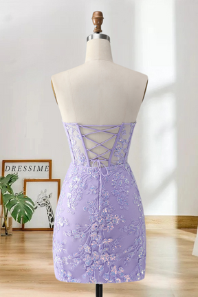 Dressime Bodycon Sweetheart Corset Tight Short/Mini Homecoming Dress with Sequin Appliques