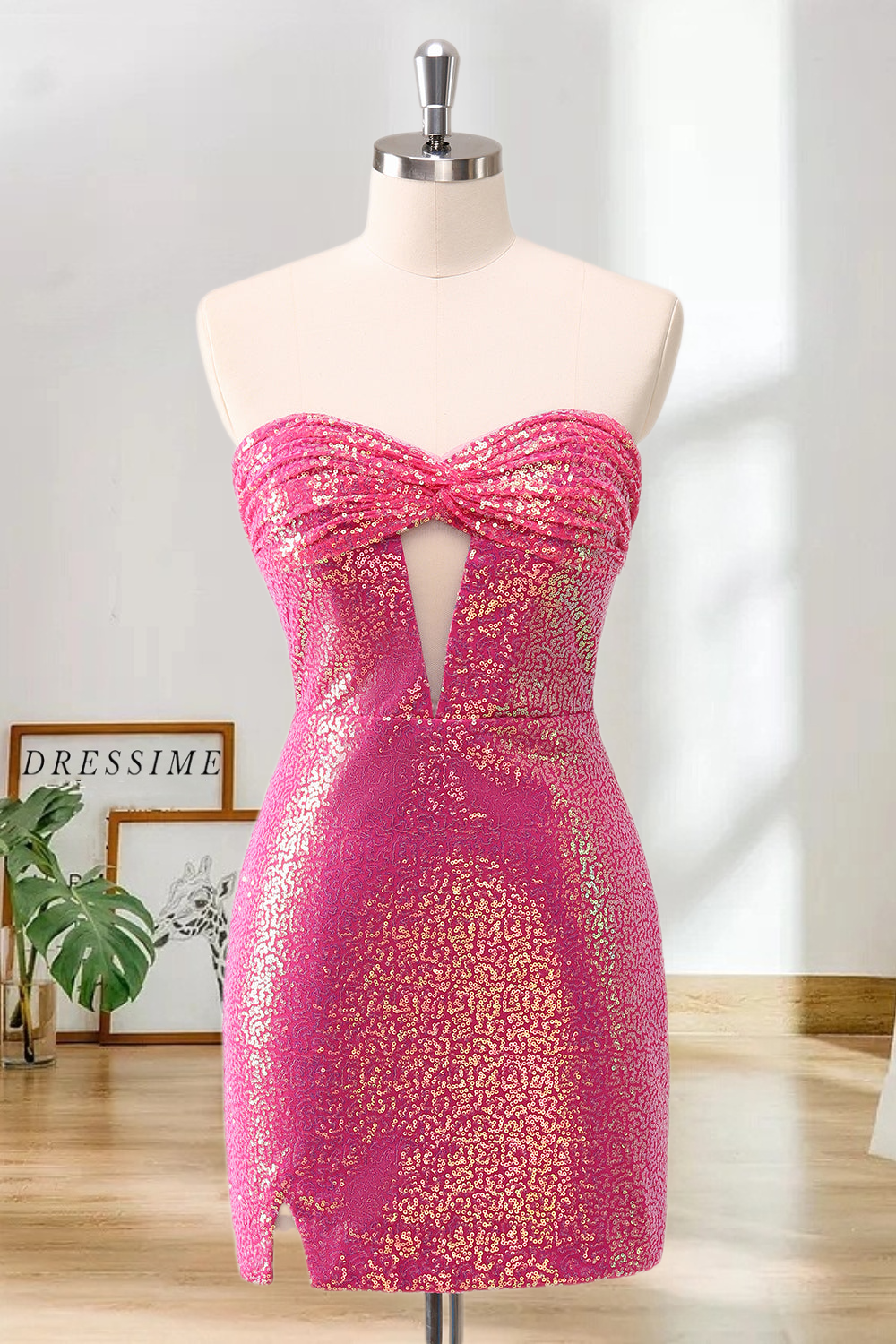 Dressime Bodycon Sweetheart Sequin Short/Mini Homecoming Dress With Keyhole