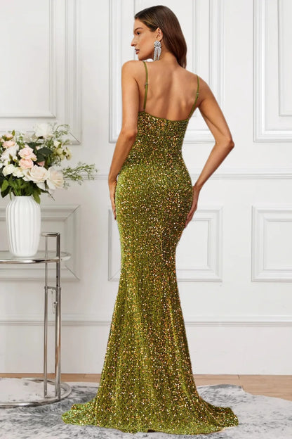 Dressime Dazzling Mermaid Spaghetti Straps Sequin Long Formal Dress