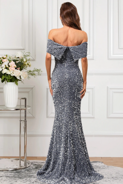 Dressime Delicate Mermaid Off The Shoulder Sequin Formal Dress