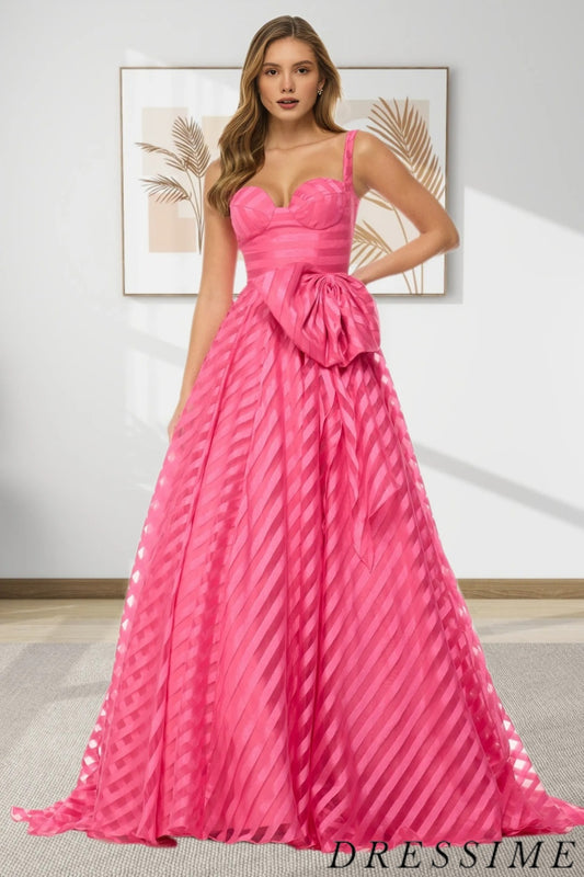 Dressime Elegant A Line Sweetheart Long Prom Dress With Bow