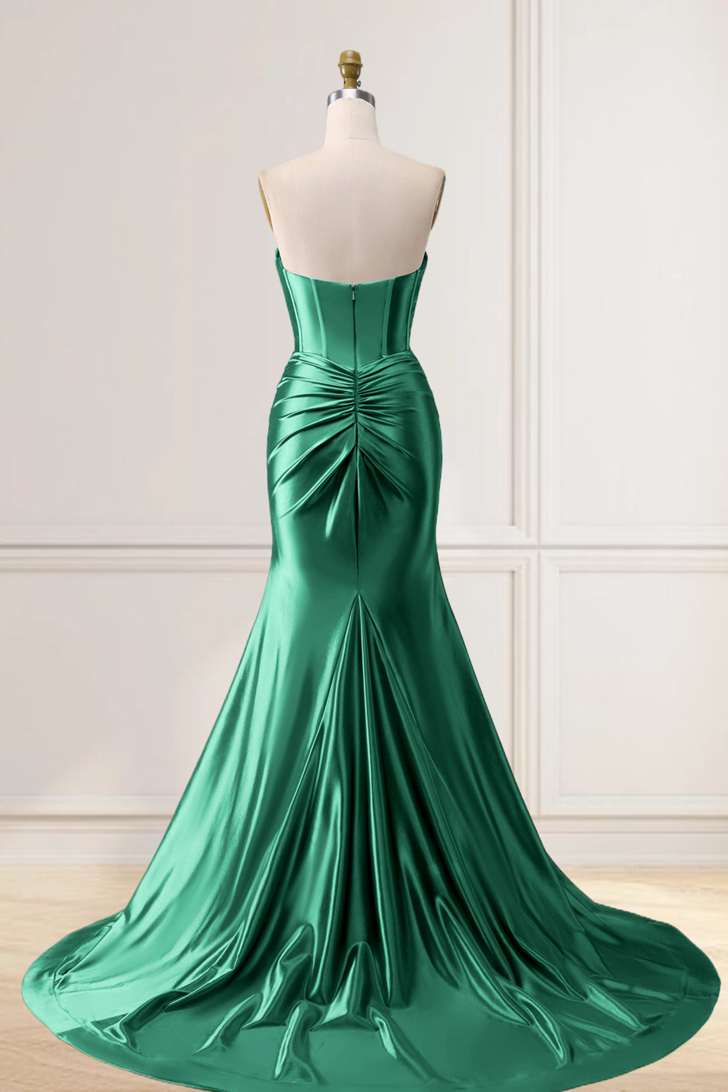 Dressime Mermaid Satin Sweetheart Cut Out Long Prom Dress with Slit