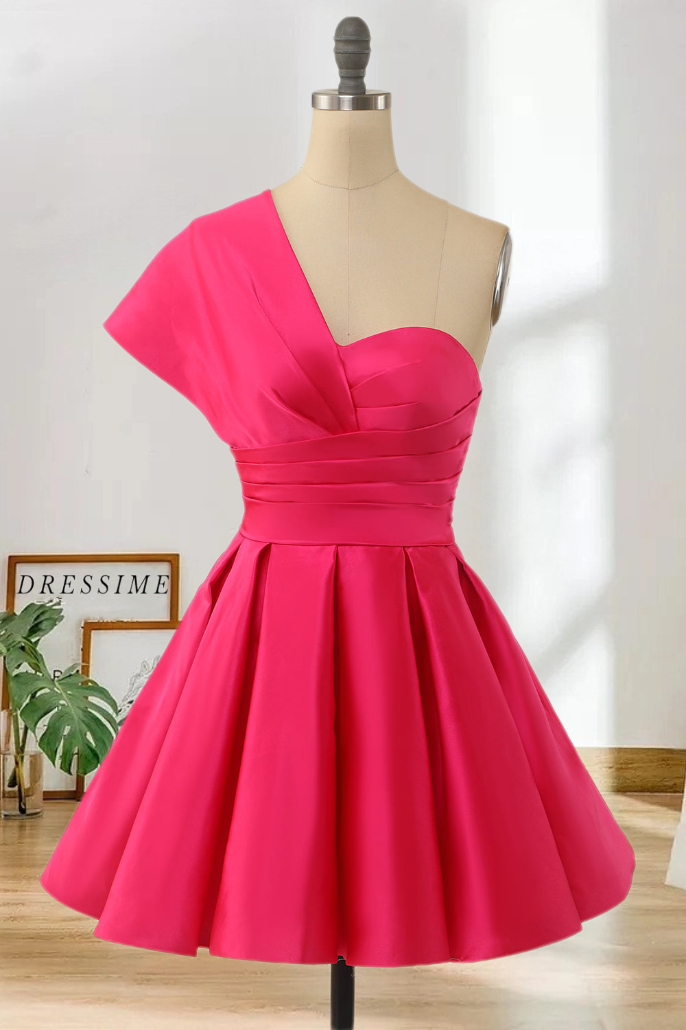 Dressime New Arrival One Shoulder A Line Short/Mini Homecoming Cocktail Dresses With Satin