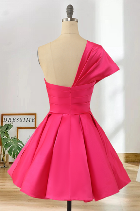 Dressime New Arrival One Shoulder A Line Short/Mini Homecoming Cocktail Dresses With Satin