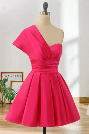 Dressime New Arrival One Shoulder A Line Short/Mini Homecoming Cocktail Dresses With Satin