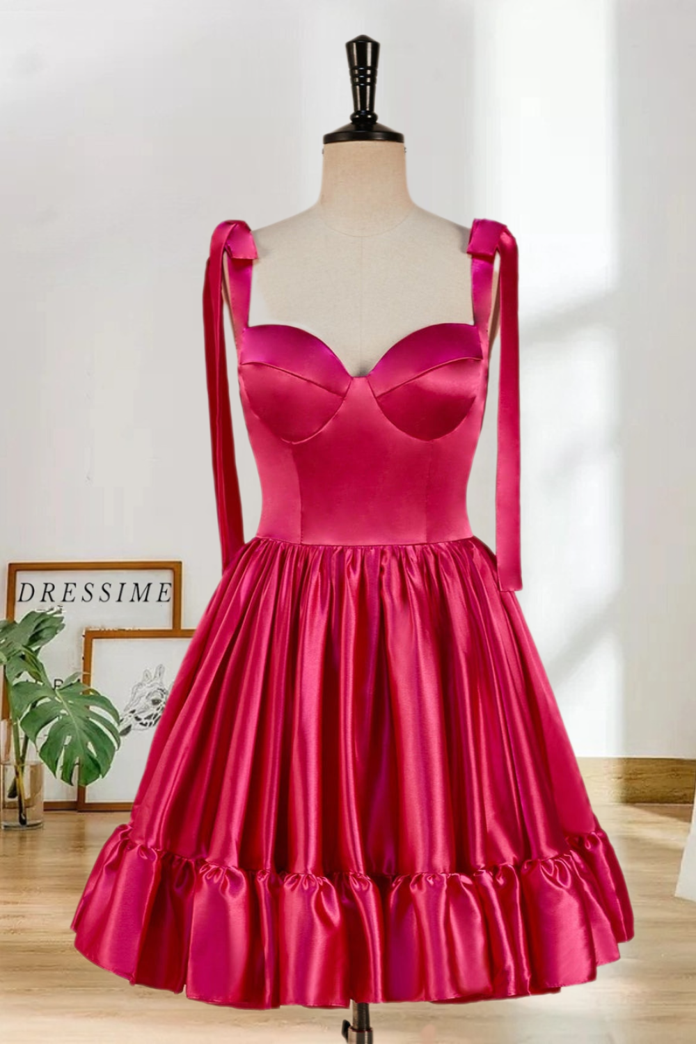 Dressime New Arrival Spaghetti Straps Homecoming Dresses A Line Satin