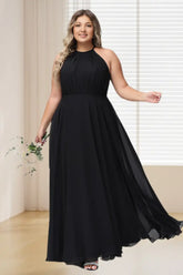 Dressime Plus Size Halter Chiffon Long Bridesmaid Dress