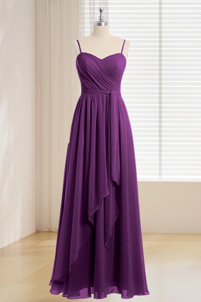 Dressime Plus Size Spaghetti Straps Chiffon Long Bridesmaid Dress