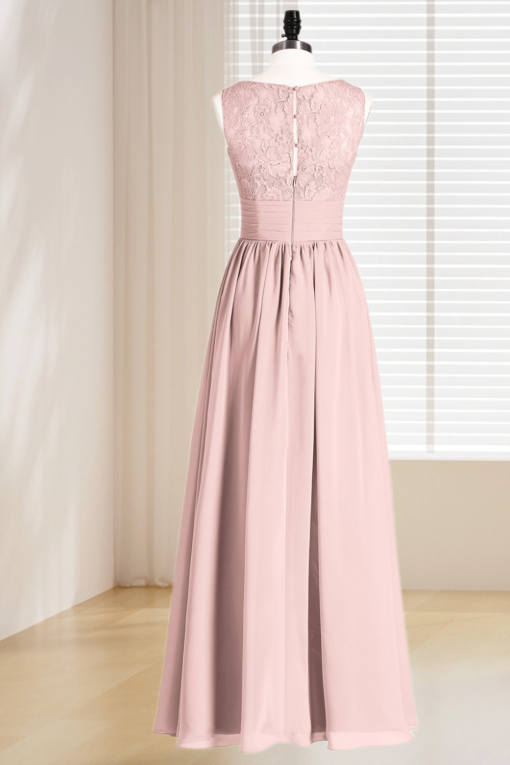 Dressime Plus Size V Neck Chiffon & Lace Bridesmaid Dress With Slit