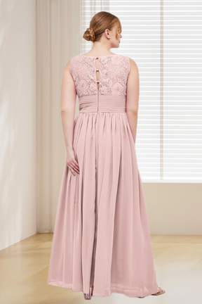 Dressime Plus Size V Neck Chiffon & Lace Bridesmaid Dress With Slit
