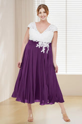 Dressime Plus Size V Neck Lace & Chiffon Short Bridesmaid Dress