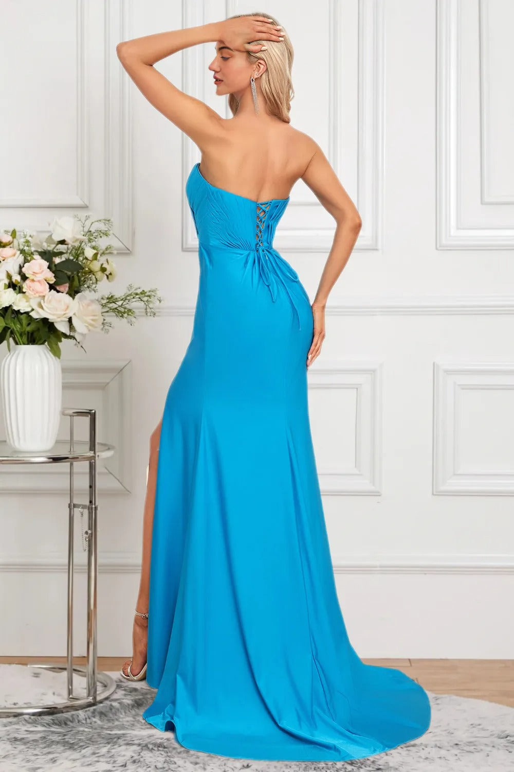 Dressine Sparkly Mermaid Sweetheart Long Formal Dress with Slit