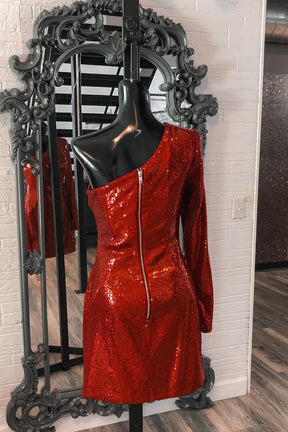 Dressme Bodycon One Shoulder Long Sleeves Sequin Short/Mini Homecoming Dress