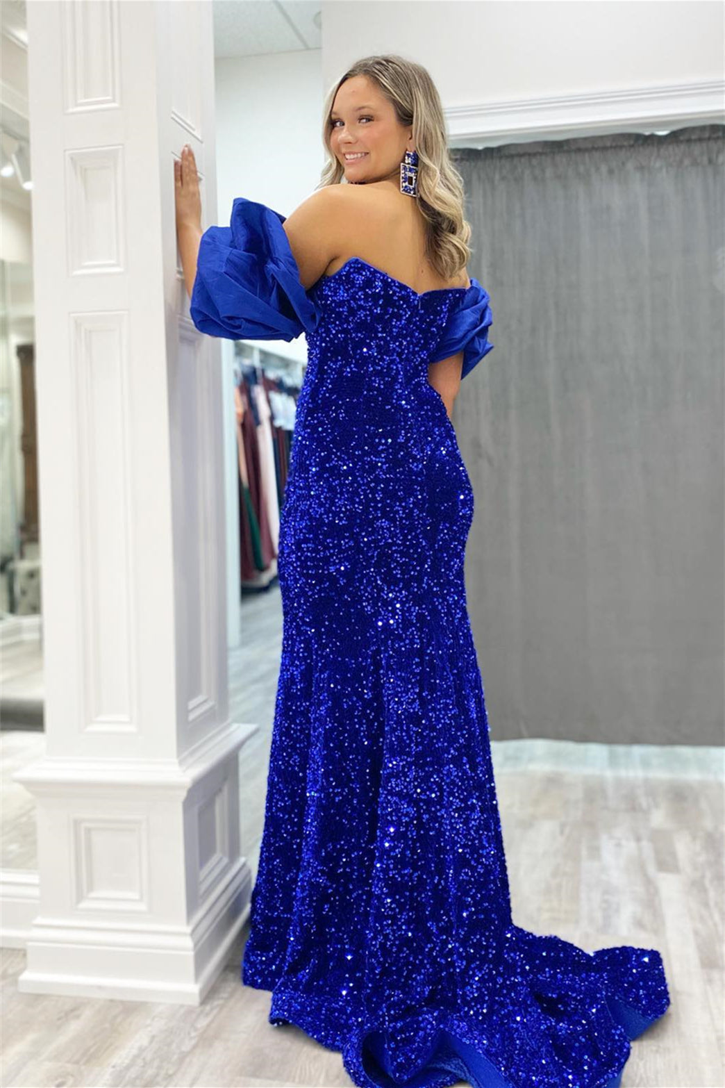 Dressime Mermaid Sweetheart Velvet Sequin Long Prom Dress