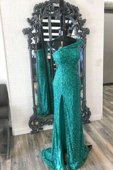 Dressime Mermaid One Shoulder Sequin Cutout Long Prom Dress With Slit