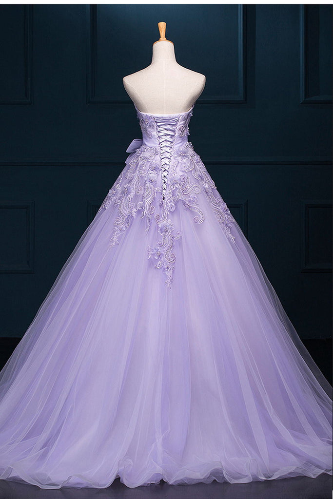 Dressime Ball Gown Strapless Tulle Appliques Princess Dress