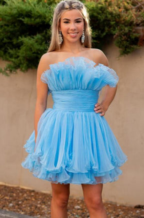 dressimeCute Strapless Pleated Ruffles Short Homecoming Dresses 