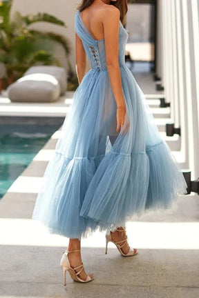 Dressime Cute Tulle One Shoulder Tulle Short Cocktail Dress Homecoming Dresses