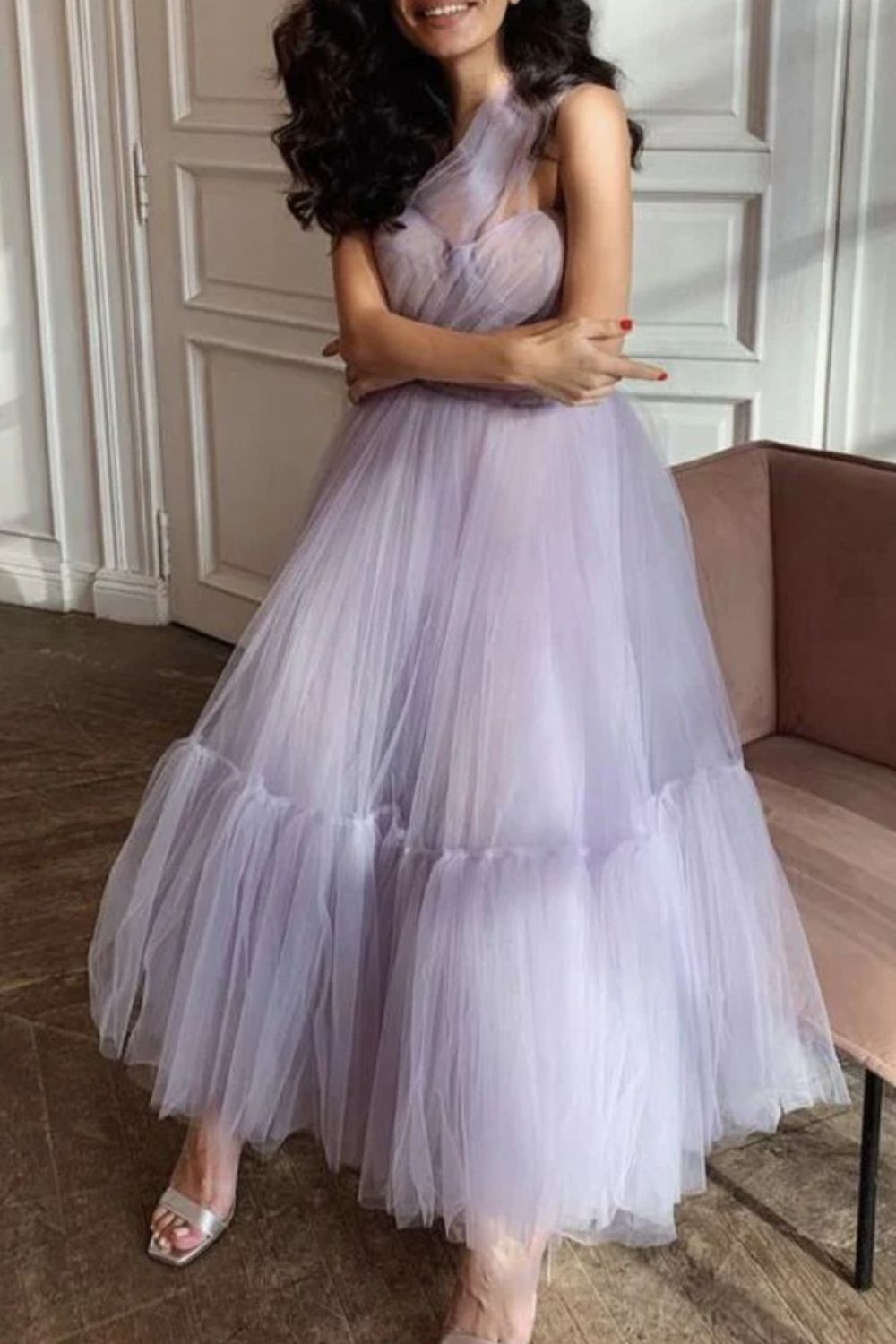 Dressime Cute Tulle One Shoulder Tulle Short Cocktail Dress Homecoming Dresses