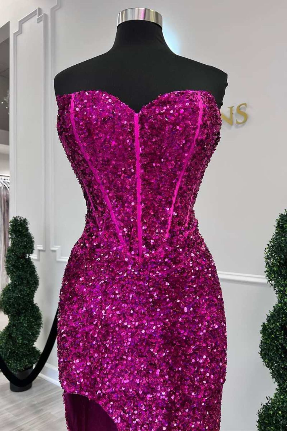 dressimeMermaid Sequins Sweetheart Floor-Length Prom Dresses With Slit 